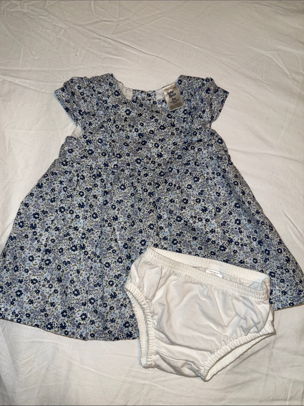Carter's Blue Floral Dress with White Diaper Cover